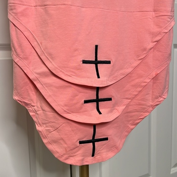 NWT Homme + Femme LA pink triple layer plus tee unisex short sleeve tee - Picture 8 of 17